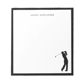 Black Golfer Silhouette Personalised  Notepad