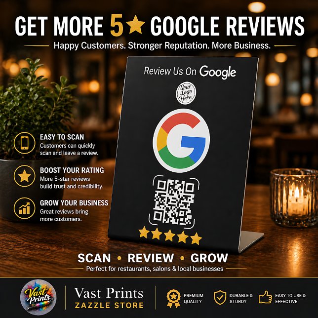 Black Google Review Business Stand with QR Code Pedestal Sign (Black Google Review Business Stand with QR Code Pedestal Sign
)