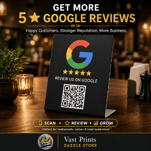 Black Google Review QR Code Pedestal Sign