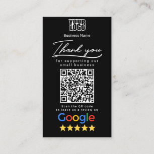 Black Google Review Template With QR Code Link Business Card