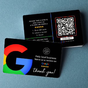 Black Google Reviews Business Review Us QR Code Business Card