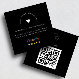Black Google Reviews Custom Business Logo QR Code Square Business Card