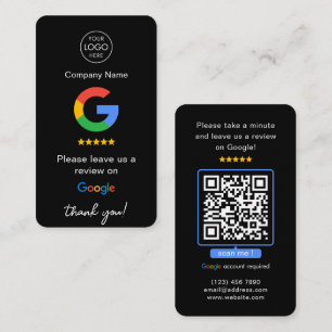 Black Google Reviews QR Code Business Review Us Card