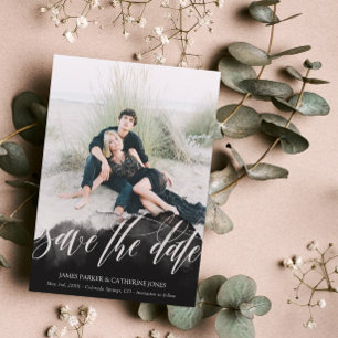 Black Gossamer Overlay Double Sided Photo Save The Date