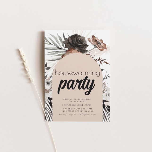 Black Goth Boho Housewarming Party Invite (Creator Uploaded)