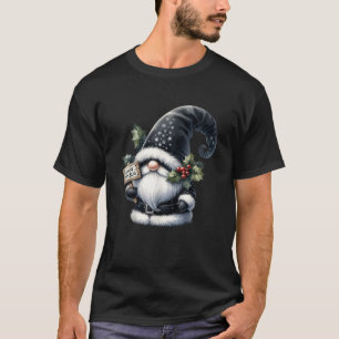 Black Goth Gnome With Bah Humbug Sign For Xmas Fun T-Shirt