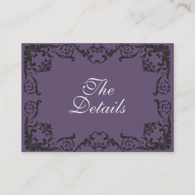 Black Goth Wedding QRC Wedding Details Enclosure C Card (Front)