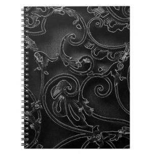 Black gothic baroque swirl pattern spiral notebook