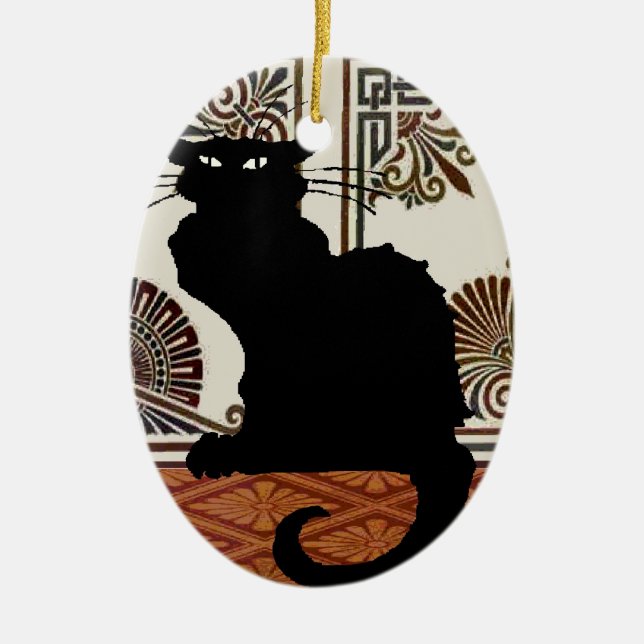 Black Gothic Cat Ceramic Tree Decoration (Front)