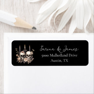 Black Gothic Dark Halloween Wedding Return Adress
