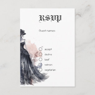Black gothic dress wedding Enclosure Card