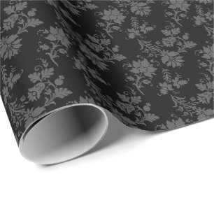 Black Gothic Floral Wrapping Paper