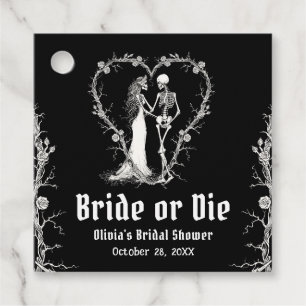 Black Gothic Halloween Bride or Die Bridal Shower Favour Tags