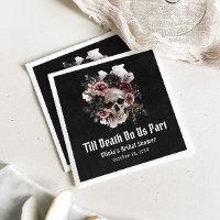 Black Gothic Halloween Floral Skull Bridal Shower