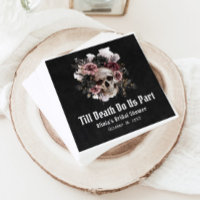 Black Gothic Halloween Floral Skull Bridal Shower