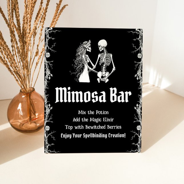 Black Gothic Halloween Skeleton Mimosa Bar Sign   (Creator Uploaded)