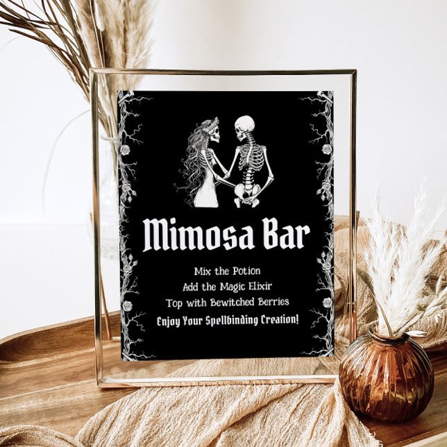 Black Gothic Halloween Skeleton Mimosa Bar Sign   (Creator Uploaded)