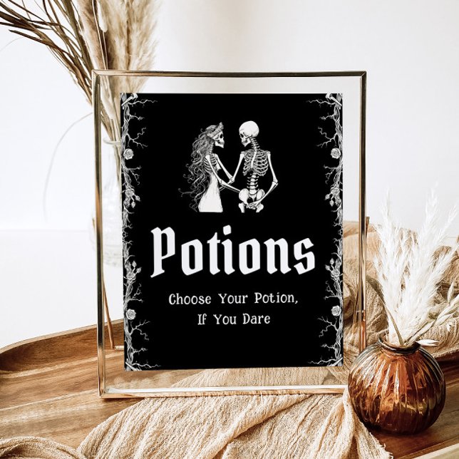 Black Gothic Halloween Skeleton Potions Sign   (Creator Uploaded)