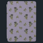 Black Gothic Rose Floral Pattern iPad Air Cover<br><div class="desc">Vintage and gothic floral ipad cover featuring illustration of black roses with greenery made into a pattern. The background is purple.</div>
