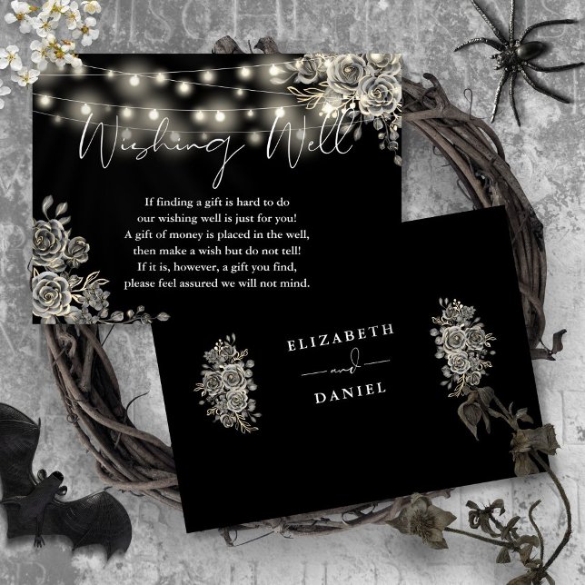 Black Gothic Rose Lights Wishing Well Wedding Enclosure Card (Black Gothic Rose Lights Wishing Well Wedding Enclosure Card)
