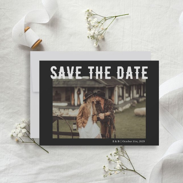 Black Gothic Skeleton Til Death Wedding Photo Save The Date (Black Gothic Skeleton Til Death Wedding Photo Save The Date
)