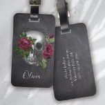 Black Gothic Skull Floral Roses Luggage Tag<br><div class="desc">Level up your luggage with this personalised luggage tag</div>