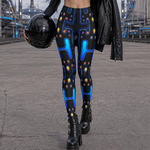 Black Gothic Space Girl Mechanical Android Robot Leggings