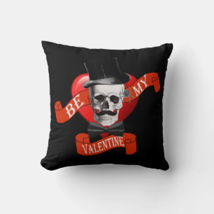 Black Gothic steampunk skull valentines day Cushion