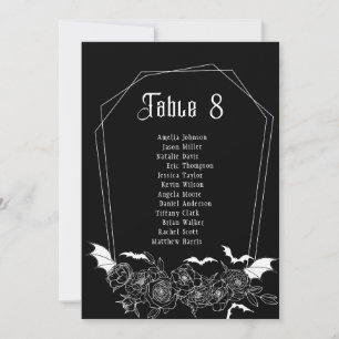 Black Gothic Table Number Wedding Seating Card