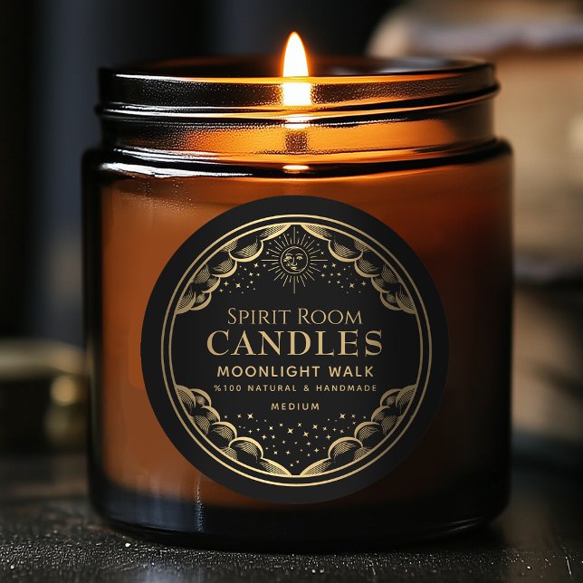 Black Gothic Tarot Moon Editable Candle Label (Creator Uploaded)
