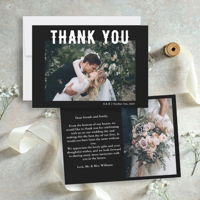 Black Gothic Til Death Wedding Photo Thank You Card (Black Gothic Til Death Wedding Photo Thank You Card
)