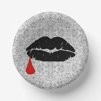 Black Gothic Vampire Kiss Vamp Paper Plate