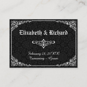 Black Gothic Victorian Damask Wedding Place Cards