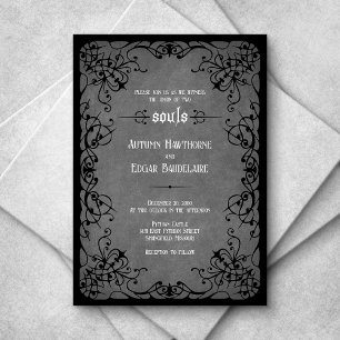 Black Gothic Victorian Wedding Invitation