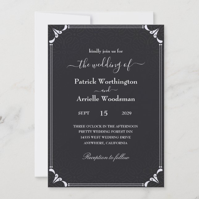 Black gothic wedding invitations (Front)