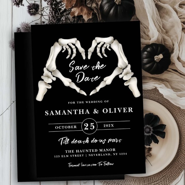 Black Gothic Wedding Save The Date Halloween Heart (Creator Uploaded)