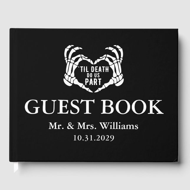 Black Gothic Wedding Til Death Do Us Part Guest Book (Front)