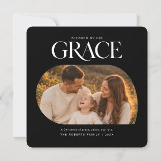 Black Grace Religious Christian Christmas Photo Holiday Card