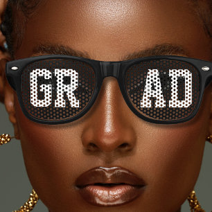 Black Grad College High School Senior Graduation Retro Sunglasses