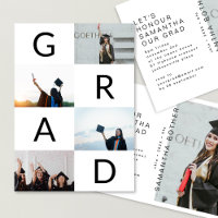Black GRAD Text White BLOCKS MULTI Photo