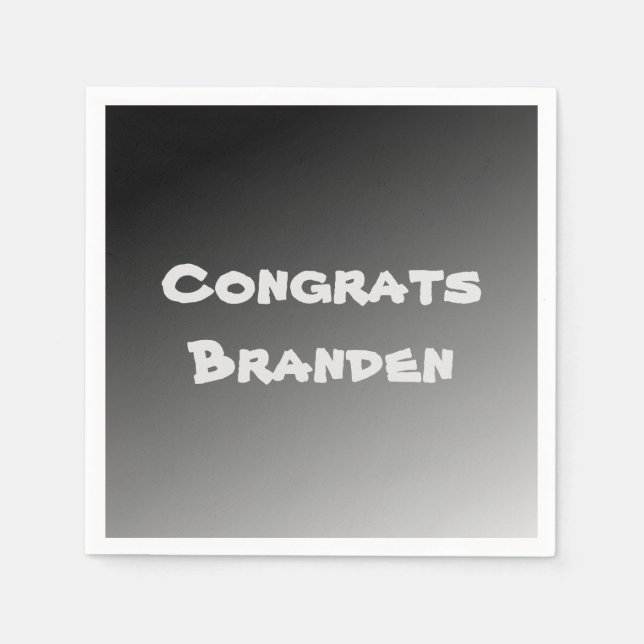 Black Gradient Congrats Napkin (Front)