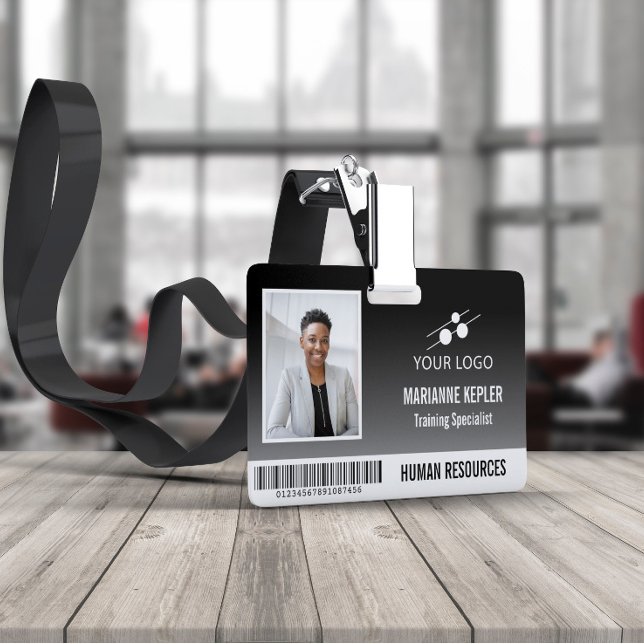Black Gradient Employee ID Add Your Logo Badge (Creator Uploaded)