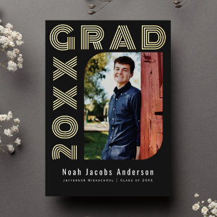 Black Graduate Foil Graduation Photo Announcement