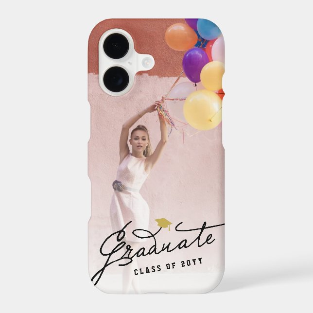 Black Graduate Handwriting Script Graduation Photo (Back)