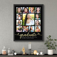 Black Graduate K–12 Photo Collage Script Real Gold