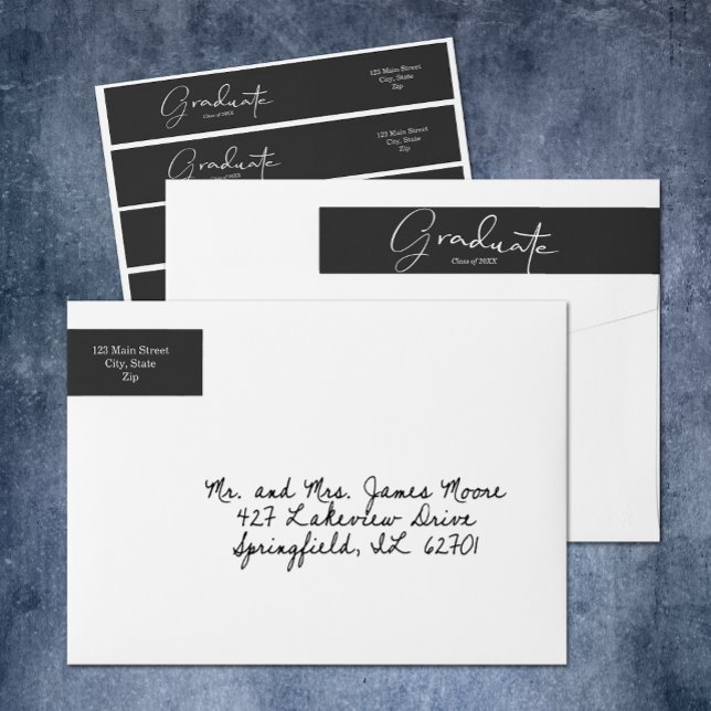 Black Graduate Wrap Around Label (Black Graduate Wrap Around Return Address Labels)