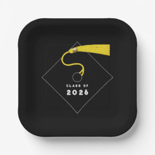 Black Graduation 2026 Party Paper Plate