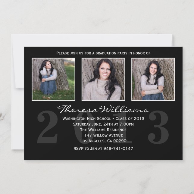 Black Graduation Announcement (Front)