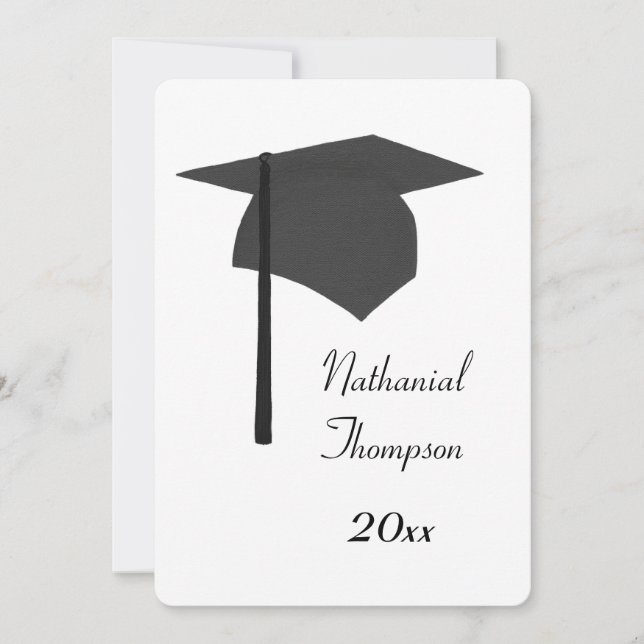 Black Graduation Cap and Tassel Invitations (Front)