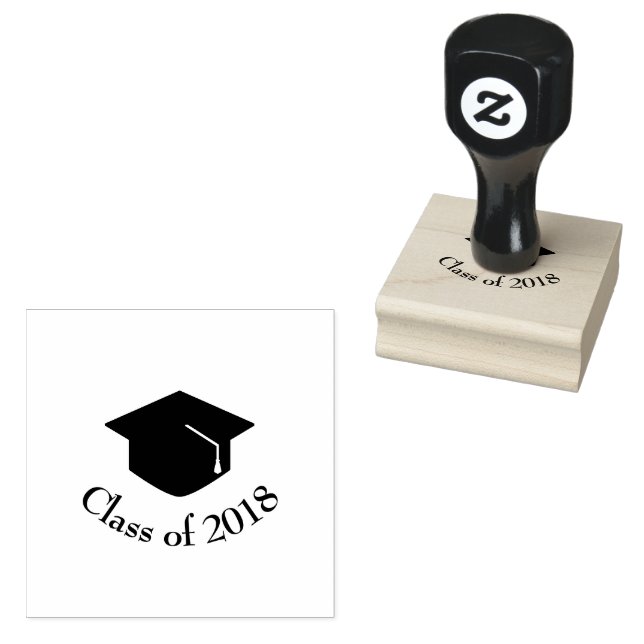 Black Graduation Cap Class of 20xx Rubber Stamp (Stamped)